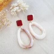 Pendente goccia scavato 49x32 mm in resina- Marmo Beige - Marrone x1