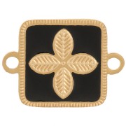 Distanziatore quadrato 16x11 mm - fiore - resina epossidica Acciaio inox 316L Oro - Nero