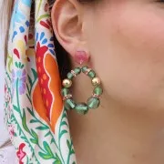 Perle di resina traslucida 8 mm - Albicocca marmorizzato x10