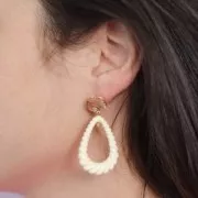 Pendente goccia ritorta 36x24,5 mm in resina opaca - Blu reale marmorizzato x1