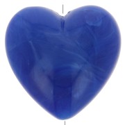 Perle - Perla cuore in resina opaca 17x18 mm - Blu reale marmorizzato x1 Perla cuore in resina opaca 17x18 mm - Blu reale marmorizzato x1