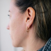 Orecchini a cerchio ovale 19x12 mm - Acciaio inossidabile 304L Dorato x2