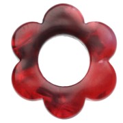 Nero - Pendente a forma di fiore in acetato da 14 mm - marmorizzato rosso - nero x1 Pendente a forma di fiore in acetato da 14 mm - marmorizzato rosso - nero x1