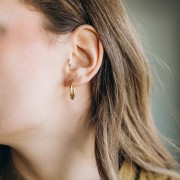 Orecchini a cerchio tondo ritorto 21 mm - filo 2,3 mm - acciaio inossidabile 304L Dorato x2