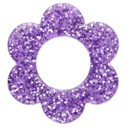 Viola - Ciondolo a forma di fiore in acrilico da 14 mm - Glitter viola x1 Ciondolo a forma di fiore in acrilico da 14 mm - Glitter viola x1