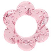 Rosa - Ciondolo a forma di fiore in acrilico da 14 mm - Rosa trasparente - Glitter argento x1 Ciondolo a forma di fiore in acrilico da 14 mm - Rosa trasparente - Glitter argento x1