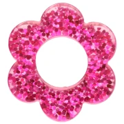 Ciondolo fiore in acrilico 14 mm - Fuschia glitter x1