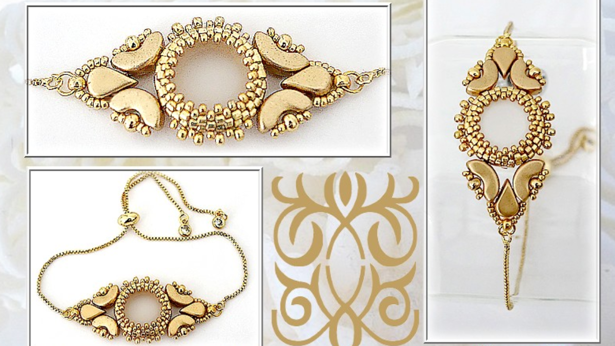 Bracciale Tonka con cabochon di Puca e perline Arcos e Amos Bracciale Tonka con cabochon di Puca e perline Arcos e Amos