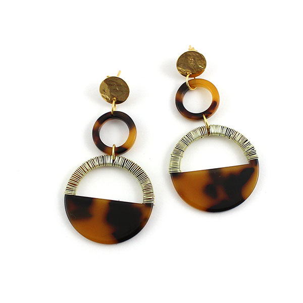 Orecchini in tartaruga con filo di rame Dorato Orecchini in tartaruga con filo di rame Dorato