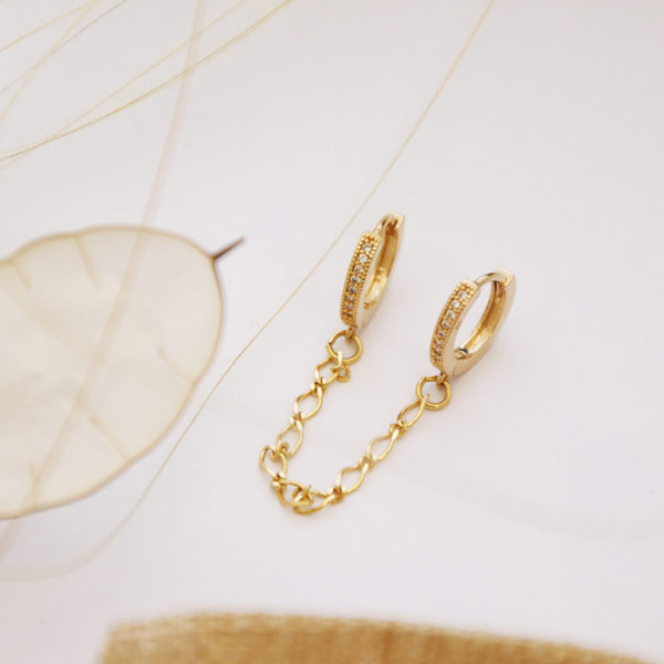 fai-da-te mini creole manette ciondolo luna madreperla oro riempito