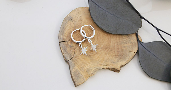 Semplici orecchini in argento con ciondolo a stella Semplici orecchini in argento con ciondolo a stella