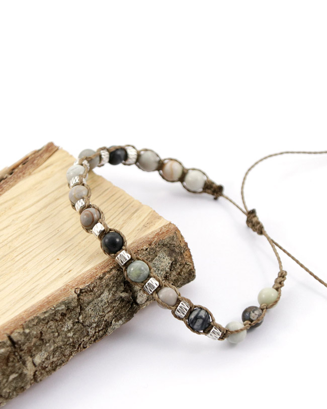 Bracciale macramè con perline gemma nodo scorrevole pinterest