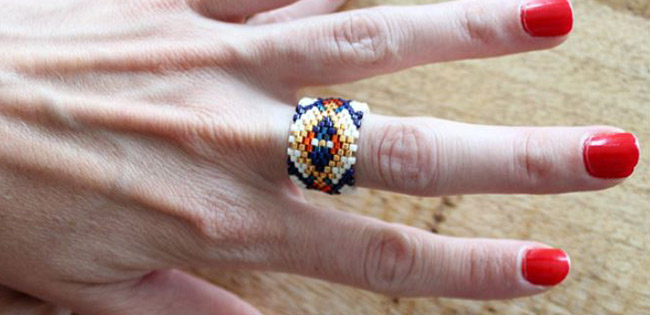 Bague Miyuki en peyote tubulaire