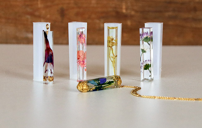 Inclusione di fiori secchi con cozze