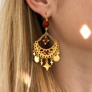 Monachelle con anellino per cabochon retro piatto 8 mm dorato con oro fino x2