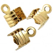 Chiudicordoncini piatti striati 4 mm Dorato con oro fino x10
