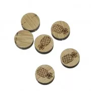 Mini cabochon di legno laser cut - Ananas da decorare e colorare - 11.6 mm x1