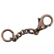 Chiusure moschettone 10 mm con catenina d'estensione e anello Ramato antico x5