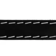 Laccio cuoio piatto - cucitura visibile 10 mm - Nero x 1m