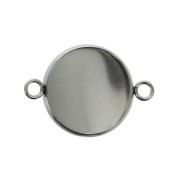Distanziatore anellini aperti per cabochon fondo piatto 16 mm Acciaio inox x1
