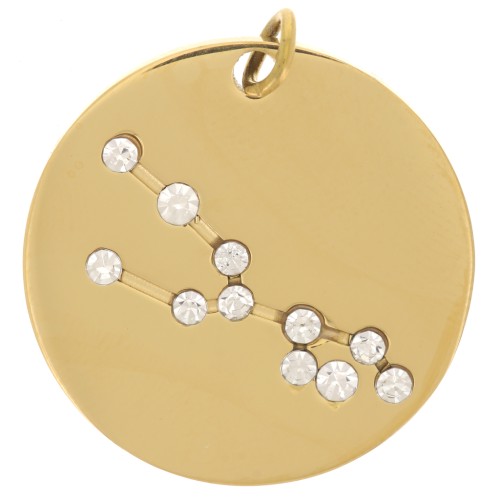 Pendente costellazione Toro 20mm con anello aperto - Acciaio inox dorato x1