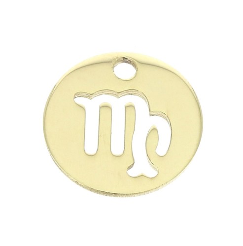 Ciondolo rotondo - segno dello zodiaco Vergine 10 mm en Gold filled x1