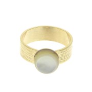 Anello striato regolabile con piatto per cabochon 10 mm - dorato all'oro fino x1
