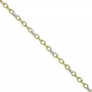 Catena con perle in resina epossidica 2 mm-Acciaio inossidabile Dorato -Bianco x1m
