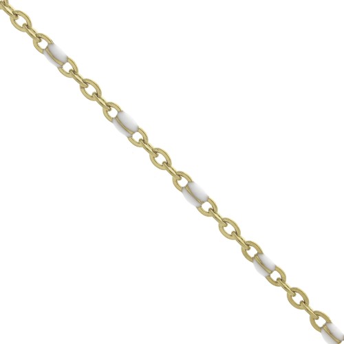 Catena con perle in resina epossidica 2 mm-Acciaio inossidabile Dorato -Bianco x1m