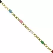 Bianco - Catena con perle in resina epossidica 2 mm - Acciaio inossidabile Dorato - Multicolore x1m Catena con perle in resina epossidica 2 mm - Acciaio inossidabile Dorato - Multicolore x1m