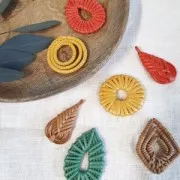 Pendente 3 anelli in legno intrecciato 42 mm - Naturale x1