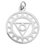 Pendente tondo-- medaglietta 22x19 mm Chakra n°5 - Gola acciao inossidabile x1