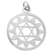Pendente tondo- medaglietta 22x19 mm Chakra n°4 - Cuore -acciao inossidabile x1