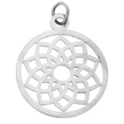 Pendente tondo-- medaglietta 22x19 mm Chakra n°7 - Coronal acciao inossidabile x1
