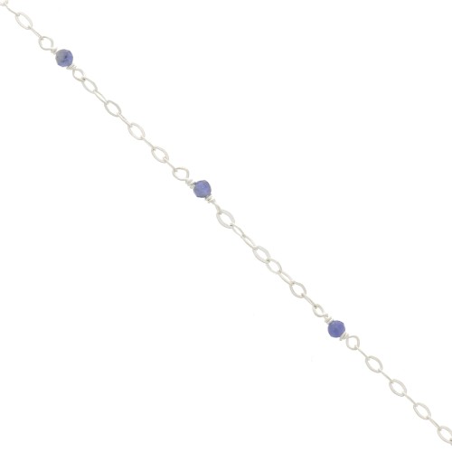 Catena forzatina limata 2 mm Pietre gemme sfaccettate Sodalite - Argento 925 x50cm