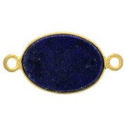 Distanziatore in pietra gemma 14x10mm Arg925 Dorato oro fino Lapis lazzuli x1