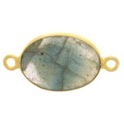 Distanziatore in pietra gemma 14x10mm Arg925 Dorato oro fino Labradorite