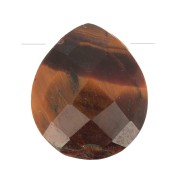 Perle goccie sfaccetta - briolette piatta12x10mm pietra gemma- Occhio di tigre x1