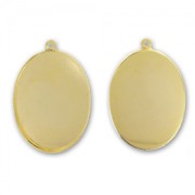 Castone pendente ovale retro piatto mm. 18x13 dorato con oro fino x1