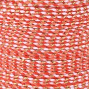 Cordone intrecciato in cotone e filo metallico 1,5 mm - Bianco - Rosso - Corallo - Oro x1m