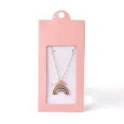 Confezione in cartone con la sua etichetta per bijoux 13x6.5 cm - Rosa - Bianco x1