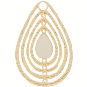 Goccia - Ciondolo goccia traforato con resina epossidica 18x12 mm - Dorato - Crema x1 Ciondolo goccia traforato con resina epossidica 18x12 mm - Dorato - Crema x1