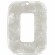 Pendente rettangolare in acetato, 40x30 mm - Tartaruga - Bianco perlato
