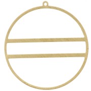 Pendente a forma di cerchio con due barre orizzontali - 43 mm - Ottone non trattato x1