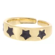 Anello regolabile con stelle in resina epossidica - Oro - Nero x1