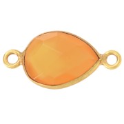 Distanziatore a goccia 13x8 mm in pietra semipreziosa - Dorato con oro fino - Corniola