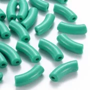 Turquoise Green - Perline tubolari curve in acrilica opaca 35x11 mm - Verde turchese x6 Perline tubolari curve in acrilica opaca 35x11 mm - Verde turchese x6