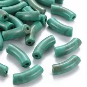 Turchese - Perline tubolari curve in acrilica 35x11 mm - Turchese marmorizzato - Marrone x6 Perline tubolari curve in acrilica 35x11 mm - Turchese marmorizzato - Marrone x6