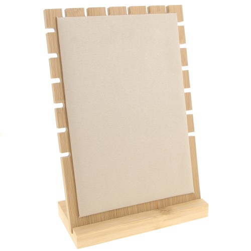 Portagioielli per collana - Espositore 25x17 cm bamboo - pelle scamosciata Beige