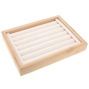Portagioielli - Espositore per anelli 20x15 cm in Bambou e suédine - Beige x1